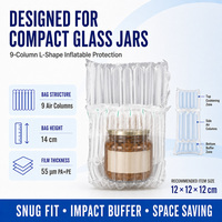 Sac à colonnes d'air en L personnalisé à 9 colonnes pour bocaux en verre, emballage de protection antichoc gonflable PA+PE pour l'expédition