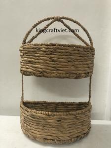 Estante de pared de bastón de ratán vintage bohemio de 2 niveles hecho a mano Amazon FBA muebles colgantes de plástico de Vietnam para almacenamiento de macetas - Product Image 6