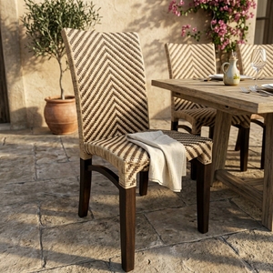 Chaise de salle à manger en rotin tressé naturel à motif chevron, dossier haut, pieds en acajou, mobilier d'intérieur, décoration artistique pure pour la maison - Product Image 2