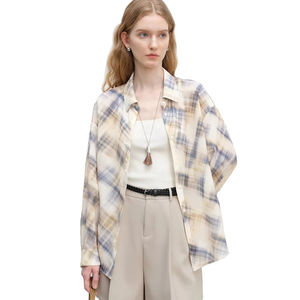 เสื้อเบลาส์ผ้าชีฟองลายตารางของผู้หญิงสำหรับฤดูร้อน2025ระบายอากาศตัดด้านหลังและปรับแต่งภาพเงาที่มีน้ำหนักเบา - Product Image 2