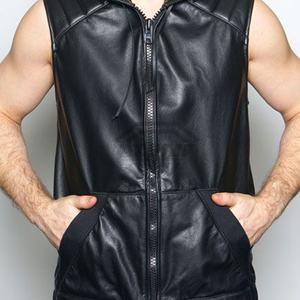 Chaleco de Motociclista de Moda al por Mayor, Chaqueta de Cuero, Chaleco de Cuero Negro para Motociclista, Chaleco Clásico de Alta Calidad para Hombre - Product Image 2