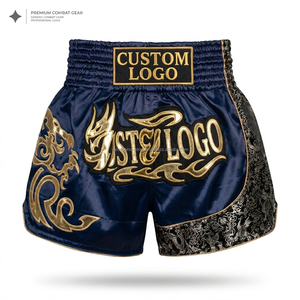 Shorts de lutte personnalisés de haute qualité en satin 100 % polyester, durables, unisexes, pour entraînement MMA, avec logo personnalisé sur le devant, vente en gros - Product Image 1