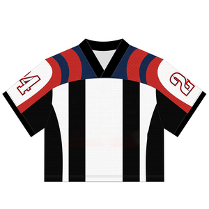 2025 personnalisé Premium Streetwear sublimé hommes sport rétro Football basket-ball recadrée maille hommes Boxy Jersey Football T-shirt - Product Image 3