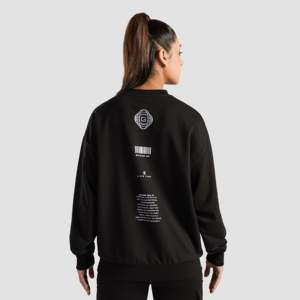 Sweat-shirt surdimensionné pour femme Sanctuary, en maille de soie respirante, coupe courte, noir, de haute qualité - Product Image 1
