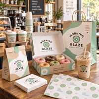 AT PACK Fournitures de boulangerie personnalisées avec des boîtes à beignets, des sacs en papier, des gobelets à café, du papier d'emballage et des emballages à emporter pour les cafés