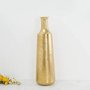 Vaso de alumínio para decoração de sala de estar, vaso de metal à prova de ferrugem, vaso de flores em estilo nórdico novo e com acabamento