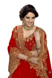 Trendmalls <b>Women's</b> Silk Satin Embroidery Casual Saree Unstitched <b>Blouse</b> Piece (K810-<b>Red</b>) Wedding Regular Fit All Seasons Made - Product Image 4