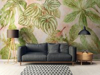 Papier peint mural en vinyle non tissé moderne vert rose fabriqué en Allemagne, motif floral, pour hôpital, chambre, salle à manger, grand format 0,53x20,10m, emballage en vrac