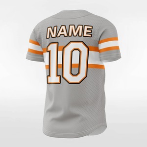 <b>Baseball</b> Jersey Unisex Gray Orange Striped Short Sleeve Button Front Custom Name Number Sublimated Print Breathable Mesh 100% - Product Image 6