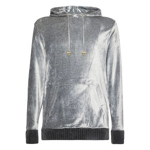 Men's Velvet <b>Hoodies</b> Gray Color <b>Velour</b> <b>Hoodies</b> Warm Pullovers Hip Hop Sweatshirts With Custom Design And Size - Product Image 3