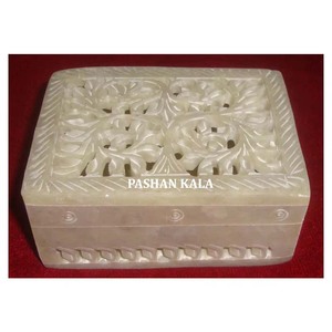 Caja de joyería tallada de esteatita Natural hecha a mano de último diseño indio forma Rectangular para regalo de negocios y decoración del hogar - Product Image 1