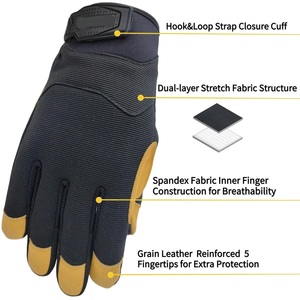 Gants de mécanicien tout usage Gants de travail utilitaires de protection des jointures en cuir grain durable - Product Image 3