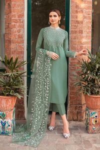 Designer 2024 Party Wear Embroidered Crystal Glass Beads Sequins Dabka Work Long Kurta Lace Button Natural Waist Pant Dupatta - Product Image 2