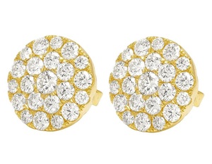 S925 plata esterlina chapada en oro flor Moissanite diamante redondo Iced Out VVS Clarity Stud pendientes para mujer - Product Image 3