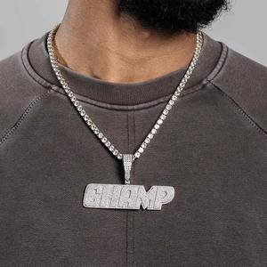 Bijoux en diamant en argent Sterling 925 à la mode pour hommes plaqué argent pendentif fantaisie lettre coupe Moissanite Style hip-hop pendentif à breloque - Product Image 2
