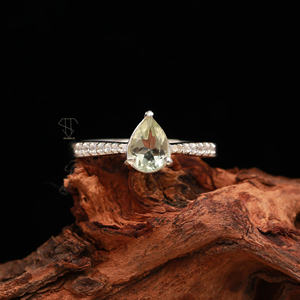 แหวนพลอยอเมทิสต์สีเขียวเงินสเตอร์ลิงแบบ925แฮนด์เมดสำหรับงานปาร์ตี้ - Product Image 4