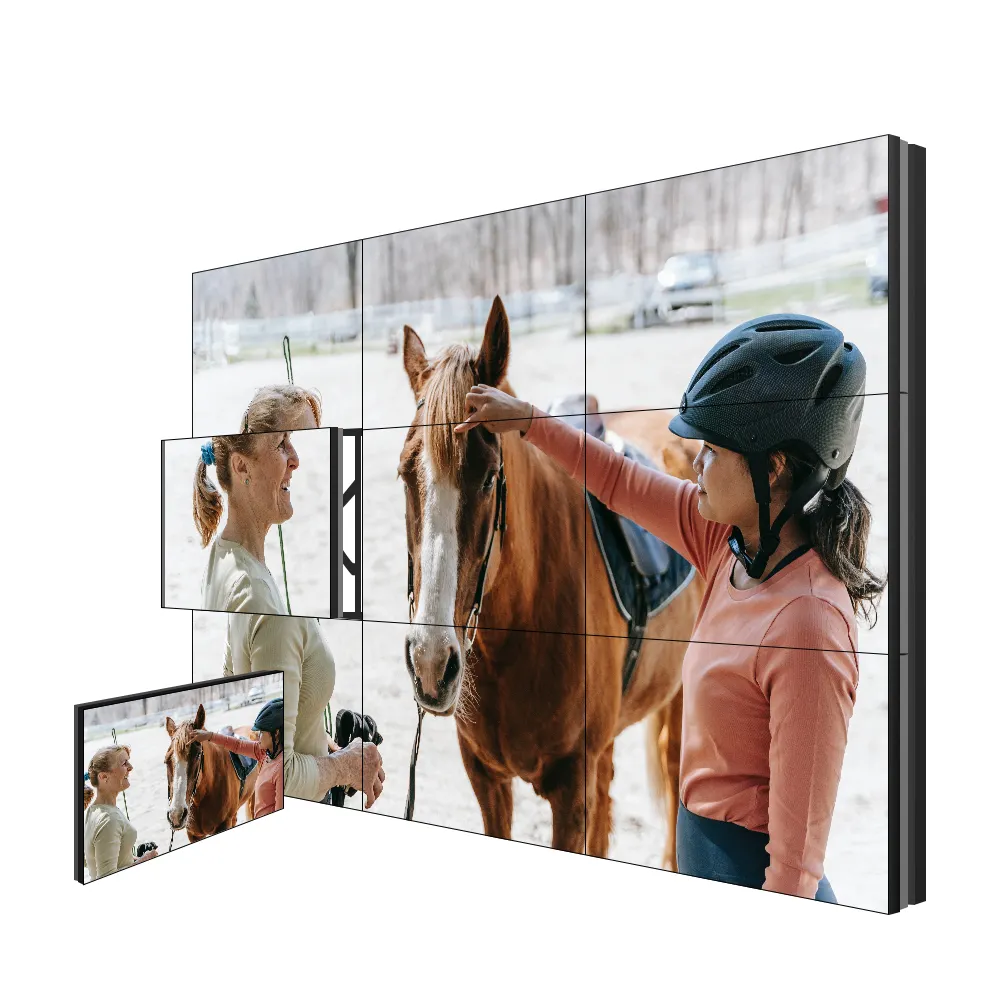 LG 55 Inci 3.5Mm Bezel Lcd Video Dinding untuk Tv Bebezel Sempit 3.5Mm LCD Video Dinding Digital Reklame Melengkung