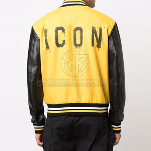 Chaqueta universitaria con mangas de cuero para hombre a la moda, chaqueta de estilo béisbol de alta calidad para ropa de calle, trajes informales - Product Image 4