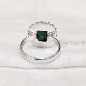 Rough <b>Stone</b> Jewelry Women's <b>Ring</b> Natural Turquoise Raw Gemstone December Birthstone Bohemian <b>Ring</b> Party 925 Sterling <b>Silver</b> <b>Ring</b> - Product Image 5