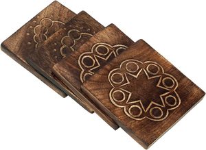 Wooden <b>Bar</b> Coasters for Drinks-Decorative Cocktail - Crafted from Seasonal Wood-Round Shape Coaster-Set of 6 <b>Bar</b> - Product Image 4