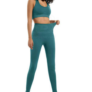 Conjuntos de entrenamiento para mujer, conjunto de chándal de 2 piezas, gimnasio, correr, Yoga, ropa deportiva, Sujetador deportivo, tanque corto, cintura alta, conjunto de yoga personalizado - Product Image 4