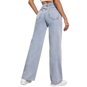 Pantalones vaqueros de pierna ancha para mujer de fabricante personalizado vaqueros holgados informales elegantes de calidad superior para mujer - Product Image 4