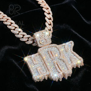Colgante de cadena 3D con letras y diamantes VVS Moissanite que pasan la prueba del diamante, personalizado estilo Hip Hop, con nombre de diamantes talla baguette, joyería para hombre - Product Image 1