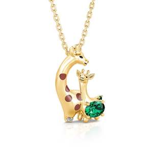 Jeulia Sweet Scene Mom and Baby <b>Giraffe</b> Sterling Silver Pendant <b>Necklace</b> - Product Image 2