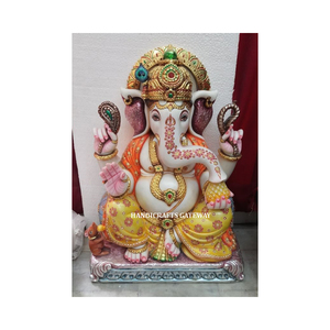2025 de alta calidad y la mejor piedra hecha a mano Ganesha hermosa decoración hecha a mano mármol blanco Ganesha Dios estatua de adoración en el hogar - Product Image 1