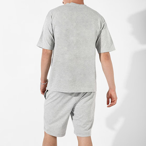 Venta al por mayor de camiseta pesada 350GSM 100% algodón de gran tamaño 2 uds y conjunto corto para hombres transpirable hip hop jogging traje para hombres - Product Image 3