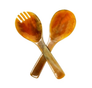 Serveurs à salade en corne Type de produit Potter artisanal Ensemble de bols de vente Fabriqué en Inde Ensemble de service à salade en bois compris - Product Image 4