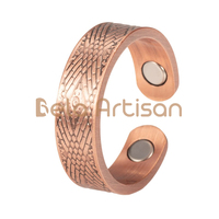 Bague ajustable artisanale en cuivre martelé multicolore avec impression UV pour hommes, personnalisable avec aimants - Vente en gros de bijoux SLand