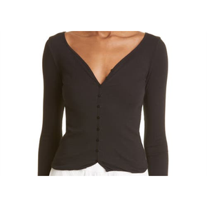 Cardigan Acrilico Remi Nero Hue, Stile Casual Lungo con Decorazione a Bottoni e Motivo Stampato per Autunno Inverno, Taglia XS - Product Image 2