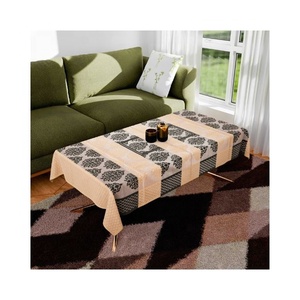 Séduisant Twin-Toned 100% Coton Chinois Lin Durable Lavable Brodé Léger Rectangle Simple Nappe Haut de Gamme - Product Image 1