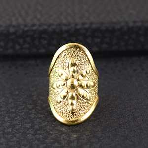 Unique Design Boho Flower Shield <b>Rings</b> Dainty Brass <b>Rings</b> Women 18K Gold Plated Floral Oval <b>Rings</b> <b>Statement</b> <b>Rings</b> Wholesale/OEM - Product Image 1