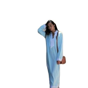 New Arrivals <b>Women</b> Elegant High Neck Yoke Embroidered Ankle Length Long Sleeves Side <b>Slit</b> Kaftan <b>Dresses</b> - Product Image 1