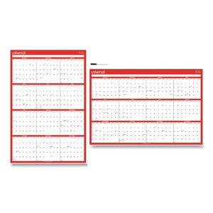 Universal 24 Pulgadas X 36 Pulgadas Calendario de Pared Borrable de 12 Meses, Hojas Blancas/Rojas, Impresión en Seco, Material de Madera, Enero-Diciembre 2026 - Product Image 1