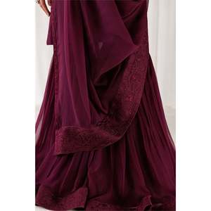 Luxury PLUM Color Long Length <b>Chiffon</b> Hijab <b>Scarf</b> Lightweight for Autumn - Product Image 1