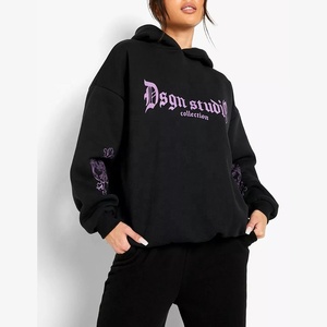 Venta caliente nuevo estilo algodón bordado logo polar camisas logotipo personalizado al por mayor de las mujeres chándales sudaderas con capucha Jogger conjuntos - Product Image 4