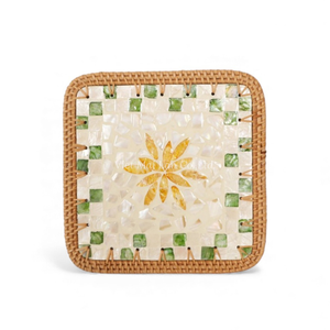 แผ่นรองจานหวายธรรมชาติประดับมุกสไตล์โบฮีเมียนสำหรับตกแต่งโต๊ะอาหารและใช้ในชีวิตประจำวันจากเวียดนาม - Product Image 2