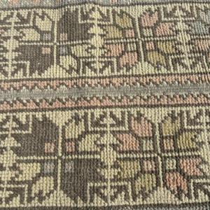 Turkish Vintage Rug 1.4x8.3 ft (44x254 cm), <b>Brown</b> <b>Wool</b> Rug - Product Image 4