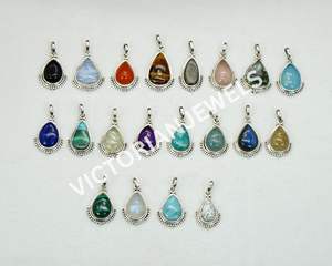 925 Plata de ley sólida mes de septiembre piedra natal amazonita con ajuste de bisel colgante en forma de pera - Product Image 6