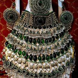 Afghan kuchi ชุดเครื่องประดับชนเผ่าต่างหูสร้อยคอชนเผ่า Matha patti วินเทจ kuchi ชนเผ่าอัฟกานิสถานยิปซีชุดเครื่องประดับเหรียญเก่าทำด้วยมือ - Product Image 4