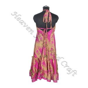 SD005 Women's <b>Summer</b> Boho Hippie Vintage Silk Halter <b>Dress</b> Recycled Saree Long Party Wear <b>Dress</b> <b>for</b> <b>Girls</b> - Product Image 6