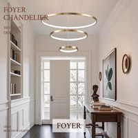 Lustre rond moderne en acrylique avec pendentif LED en forme d'anneau pour la maison, la villa, l'hôtel, le salon, la salle à manger, la chambre à coucher