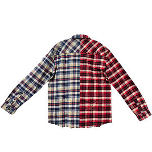 Élégant décontracté hommes vêtements 100% coton flanelle chemise à carreaux cravate teinture acide lavage éclaboussures chemise fabricant indien - Product Image 2