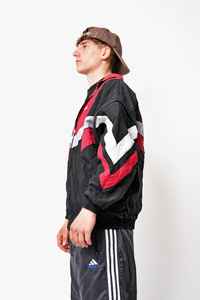 80s vintage noir couleur unie coupe-vent veste rétro 90s minimaliste coquille veste Festival léger col coupe-vent - Product Image 6