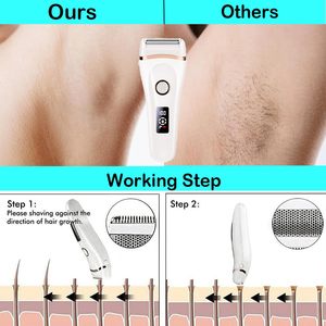 เครื่องโกนขนไฟฟ้าแบบชาร์จ USB สำหรับผู้หญิง ใบมีดเดี่ยว ใช้ได้ทั้งแบบเปียก/แห้ง สำหรับโกนขนบิกินี่ ใบหน้า ริมฝีปาก แขน กันน้ำ IPX7 พร้อมหัวเปลี่ยน ใช้แทนเครื่องมือ RV ได้ - Product Image 4
