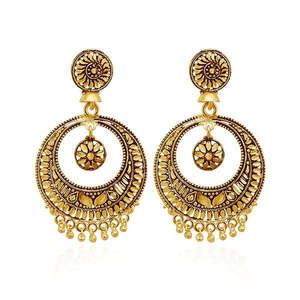Kriaa Fine <b>Cuff</b> <b>Earrings</b> Antique Gold Plated Dangler 1308529 - Product Image 1