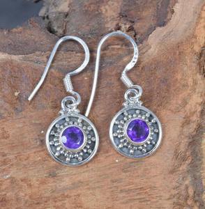 Boucles d'oreilles Design tendance améthyste pierre précieuse 925 boucle d'oreille en argent Sterling massif pour femmes filles boucles d'oreilles pendantes bijoux en argent - Product Image 3